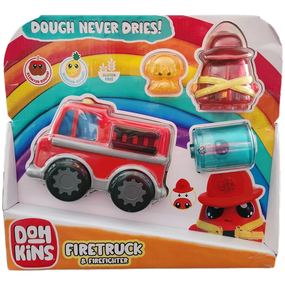 Doh Kins Firetruck and Firefighter MGA Scented Non-Drying Dough Playset NEW